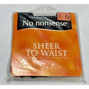 No Nonsense Sheer to Waist Pantyhose Vtg Sandalfoot OFF BLACK Size Queen || NEW